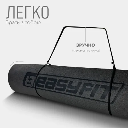 Килимок для йоги та фітнесу EasyFit TPE+TC 6 мм двошаровий чорний фіолетовий