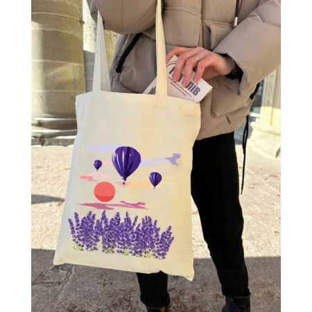 Екошопер BookOpt BK4066 "навколо світу на повітряній кулі" бежевий