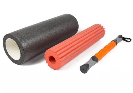 Массажный ролик EasyFit TIO 3 в 1 чёрно-оранжевый
