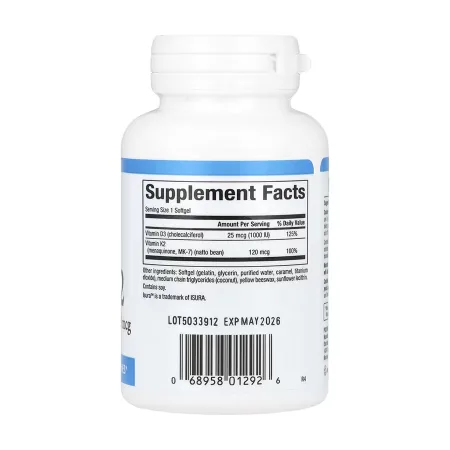 Vitamin D3 & K2 25 мкг (1000 IU) & 120 мкг - 60 софтгель