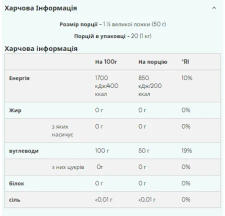 Maltodextrin - 2,5 кг Без смаку