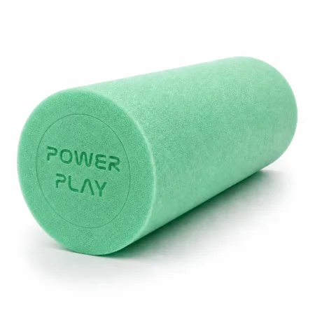 Масажний ролик роллер гладкий PowerPlay 4021 Fitness Roller Зелений 30x15 см.