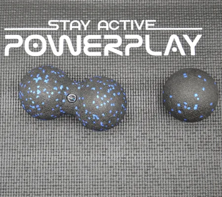 Набір для йоги PowerPlay PP_4008 EPP Foam Roller Set роллер + 2 масажні м'ячі чорно-синій