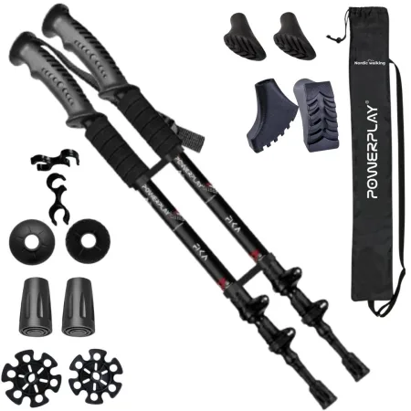 Треккинговые палки PowerPlay 9109 Fika Black/Red 60-135 см (пара) + 2 пары ботинок + чехол