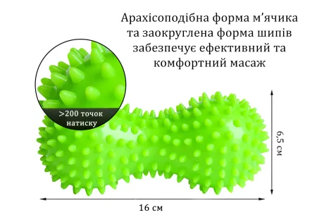 Масажний м'ячик EasyFit Goober з шипами зелений