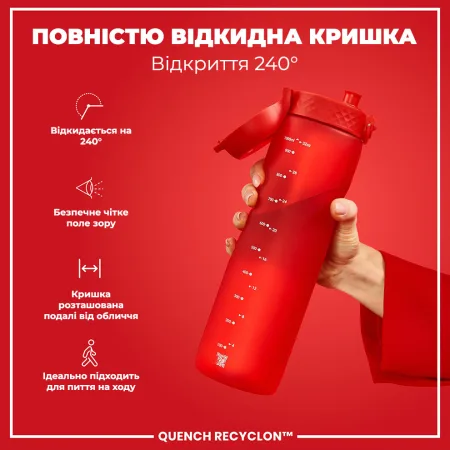 Пляшка для води ION8 1000 мл. (ЕКО пляшка) BPA Free, Red