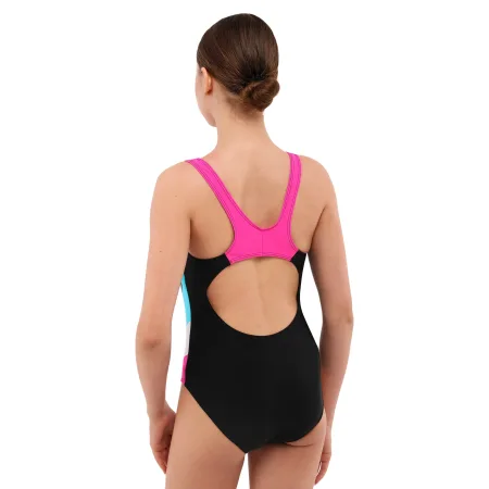 Купальник для плавання суцільний підлітковий 8-16 років чорний-рожевий 12