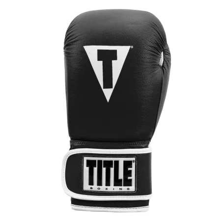 Рукавички боксерські рукавиці TITLE Boxing Pro Style Leather 3,0 Black/White 12 унцій (бинти 4 м. в комплекті)