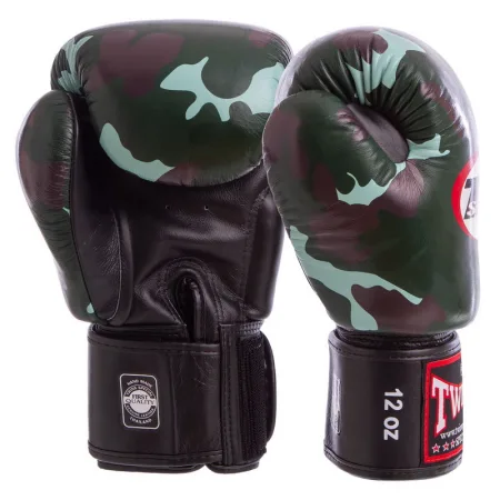 Рукавички боксерські шкіряні TWINS FBGVL3-ARGN 14 унцій Камуфляжний (Оригінал)