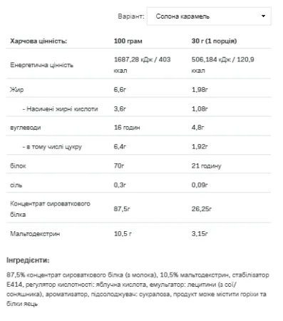 Whey Protein - 908 г Солений Карамель