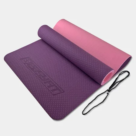 Килимок для йоги та фітнесу EasyFit TPE+TC 6 мм двошаровий фіолетовий рожевий