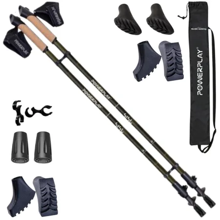 Палки для скандинавской ходьбы PowerPlay 9108 Sisu Black/Gold 80-135 см (пара) + 2 пары ботинок + чехол