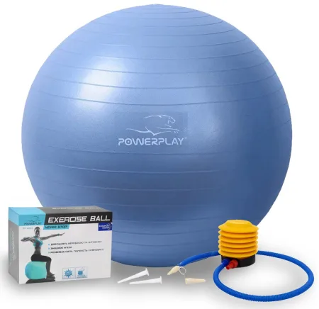 Мяч для фитнеса фитбол PowerPlay 4001 Ø65 cm Gymball синий + насос
