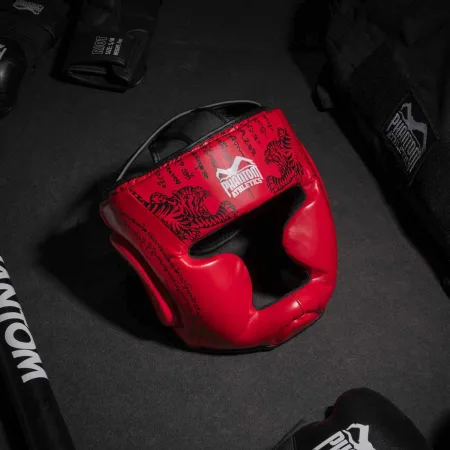 Боксерський шолом Phantom Muay Thai Full Face Red (капа в комплекті) універсальний