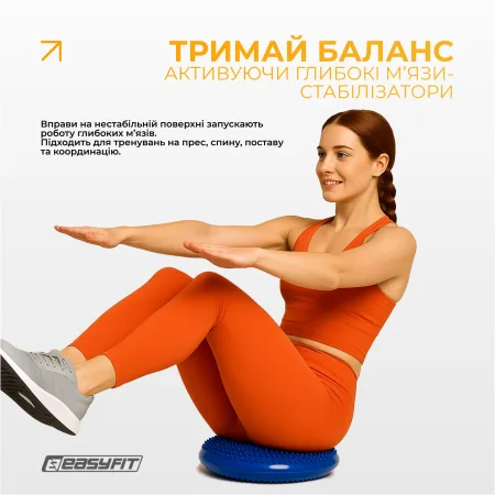 Балансувальна масажна подушка EasyFit синій