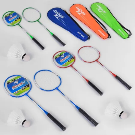 Бадмінтон TK Sport Pro-666, 3 кольори, воланчик EVA, 2 ракетки в чохлі синій